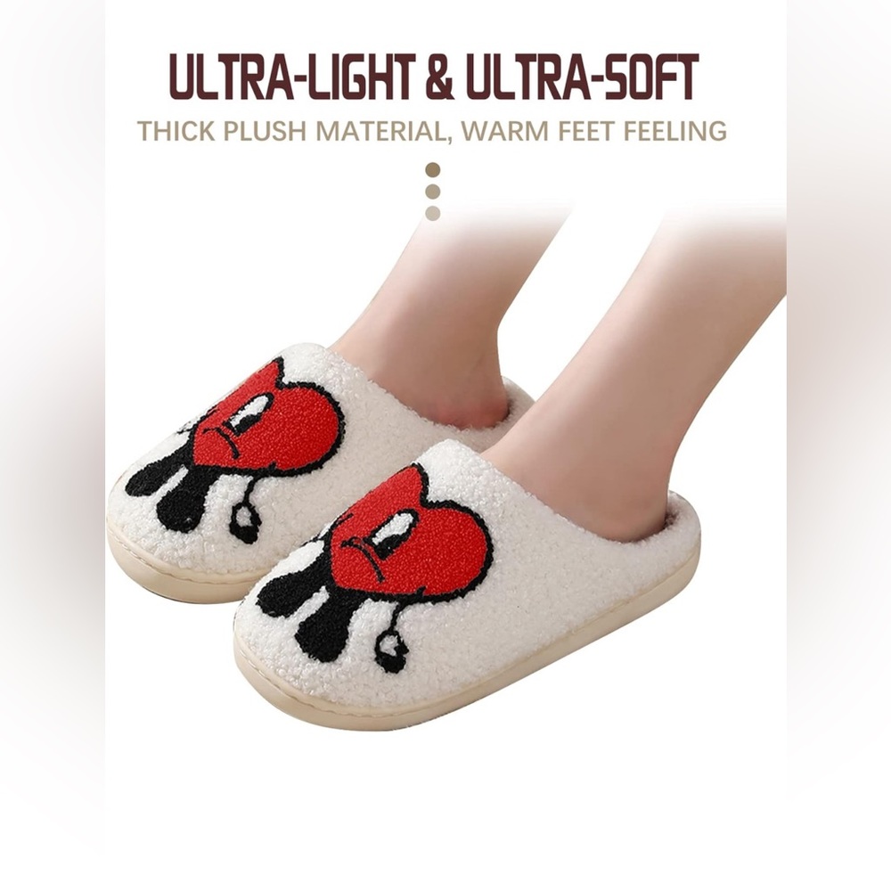 Fun slippers Heart Bunny Slides Soft Plush Christmas Cotton Slippers Keep Warm